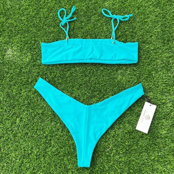 POEMA SWIM Teal Bikini size large - Picture 7 of 10